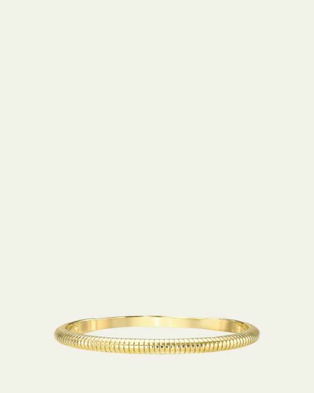 14K Yellow Gold Thin Ribbed Band, Size